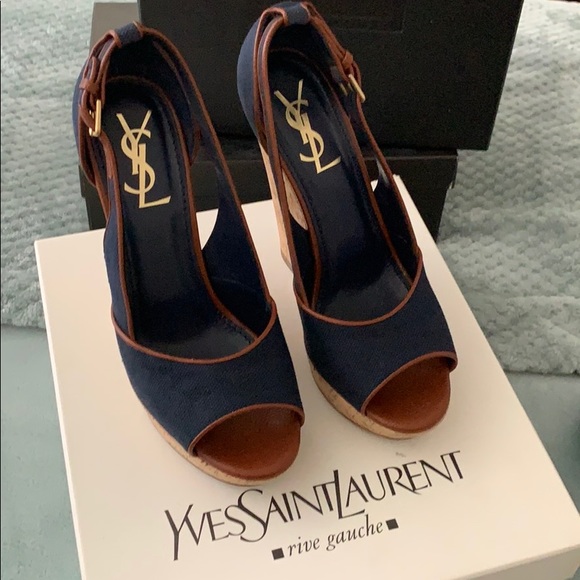 Yves Saint Laurent Shoes - Yves Saint Laurent Navy Wedges